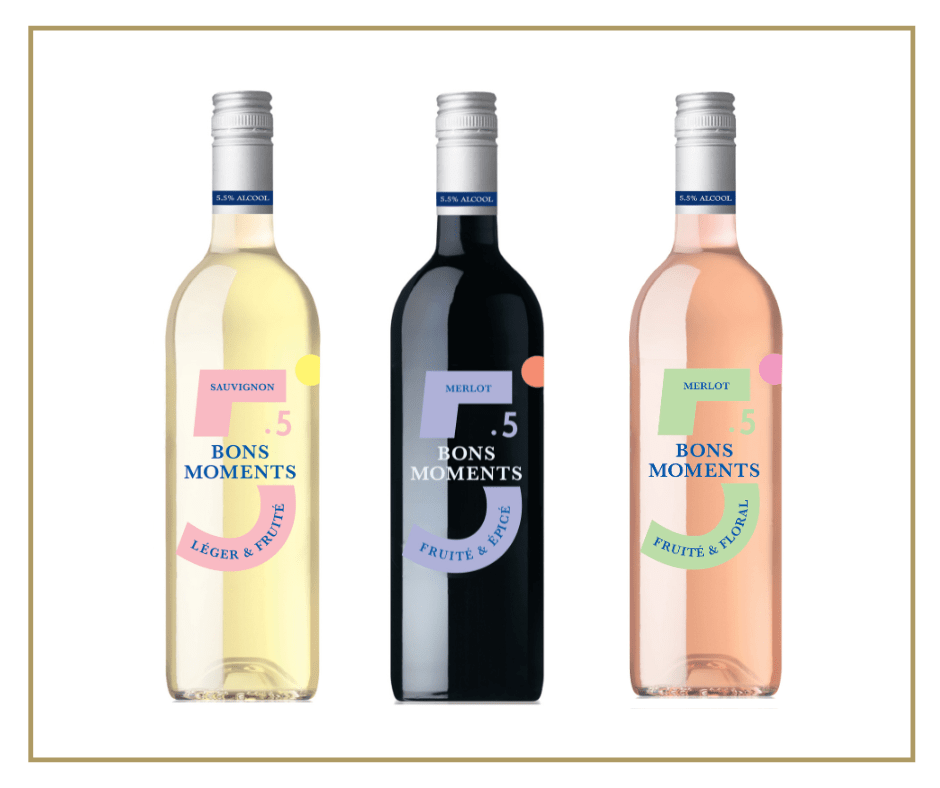 gamme bons moment 5,5% alcool  carrefour maison johanès boubée, vin sans alcool